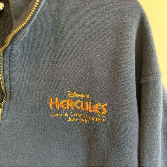 Rare Hercules Disney Vintage Promo Quarter Zip Hoodie Cast Crew Premiere 1997 L - Picture 2 of 7